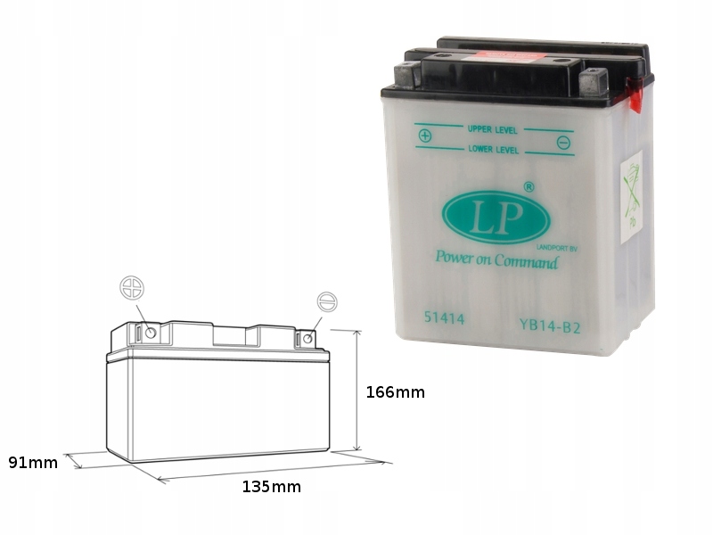 Landport Batéria YB14-B2 (mb YB14-B2) 12V 14AH 135X91X167 Podpora Be