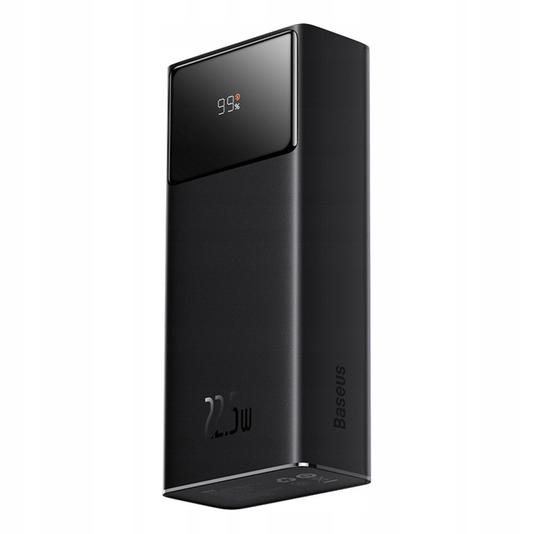 Powerbank 30000mAh 22.5W z kablem Usb-a Usb-c 3A 30cm czarny