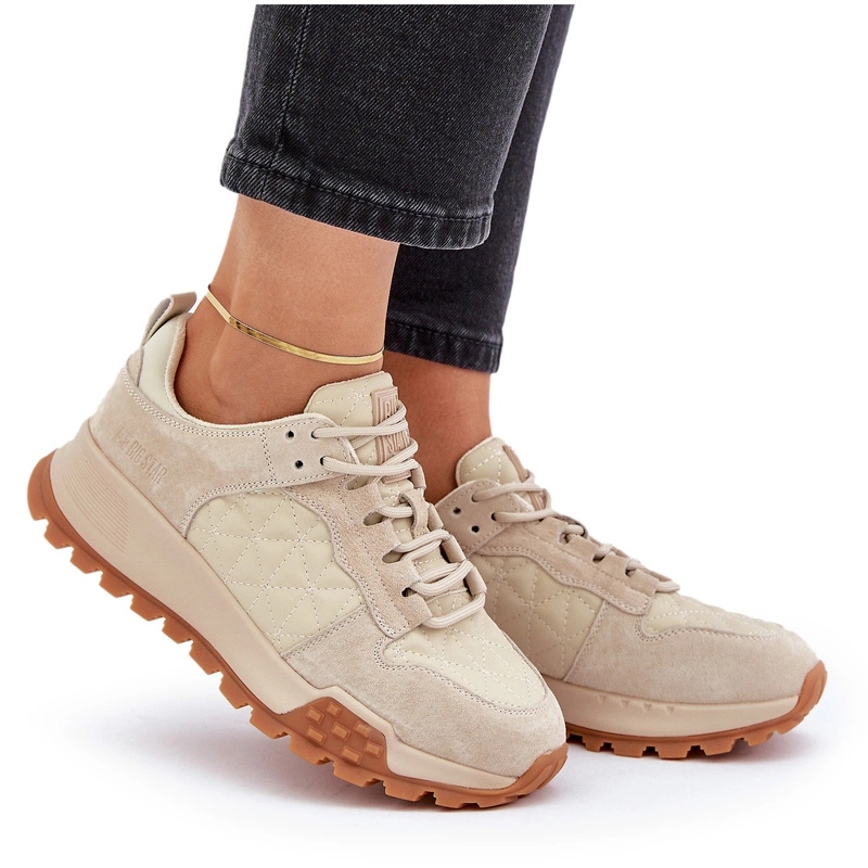 Dámské Kožené Tenisky Big Star OO274A315 Hi-poly Systém Béžové 37