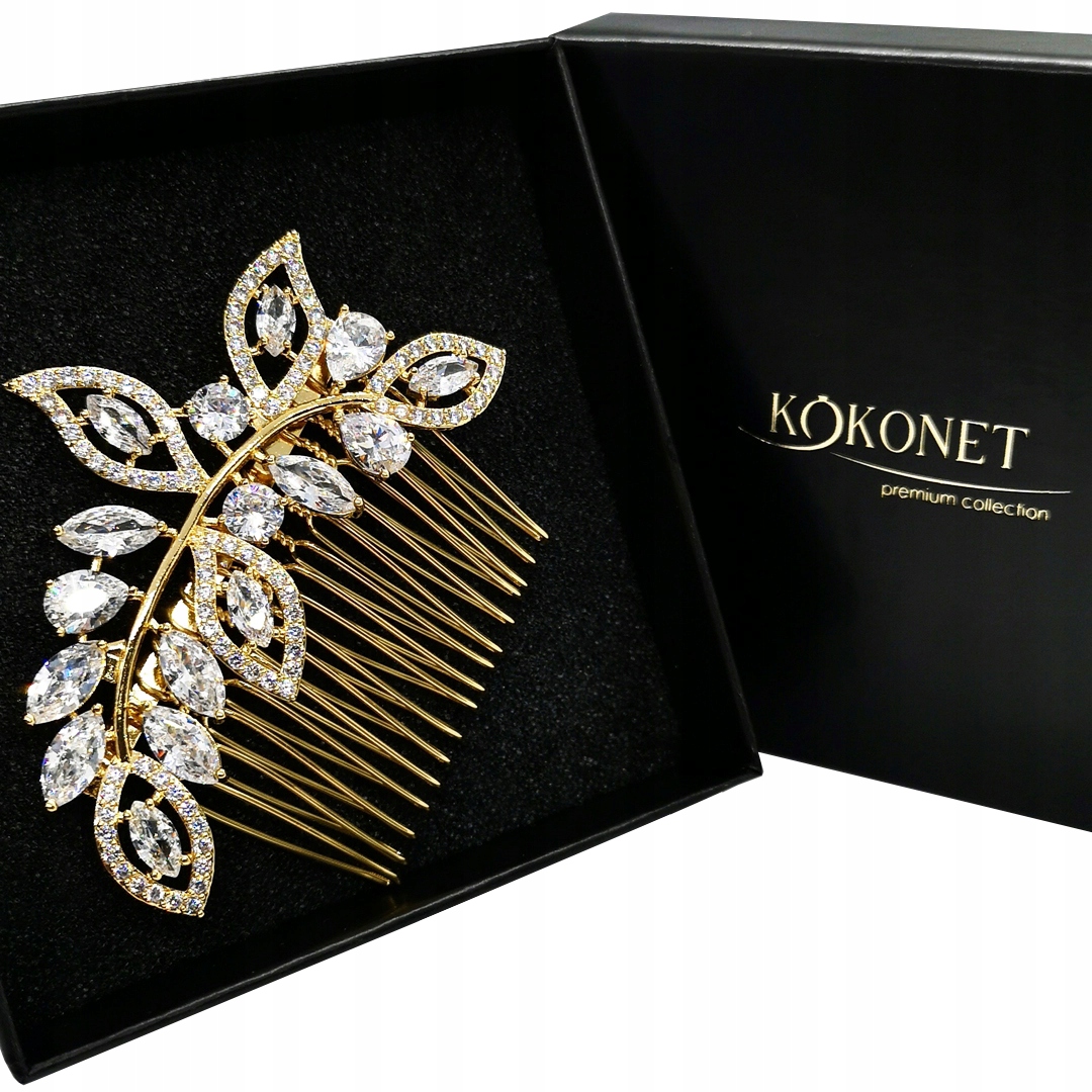 Svatební hřeben Zlatý, vysoká kvalita, Lesklý glam