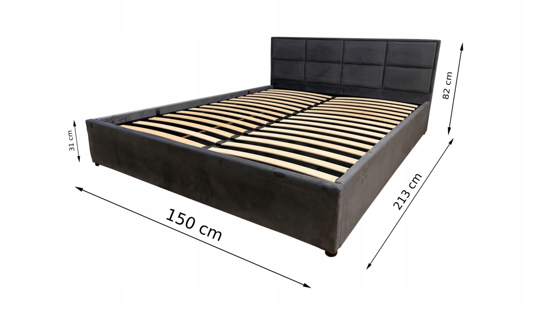 Łóżko tapicerowane popiel welur stelaż 140x200 Rodzaj łóżka Podwójne