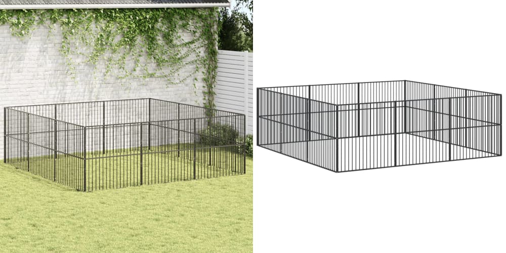 Levně Černá, Kotec pro psa, 12 panelů, ocel