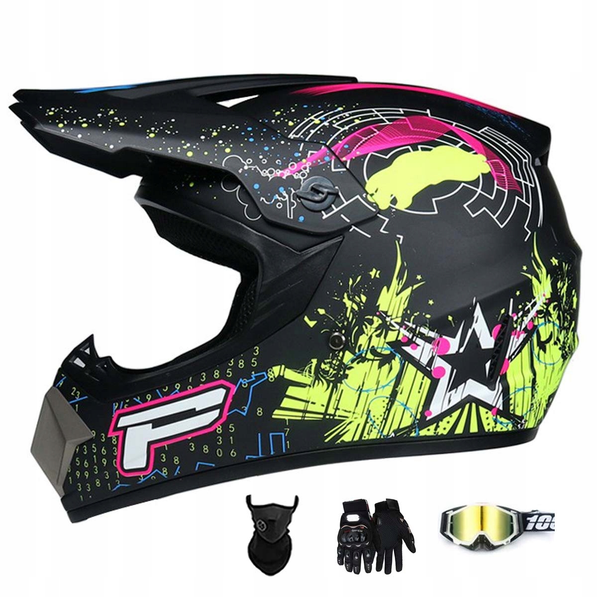 Motocyklová Přilba Lehká Enduro Quada Brýle Rukavice Maska XL