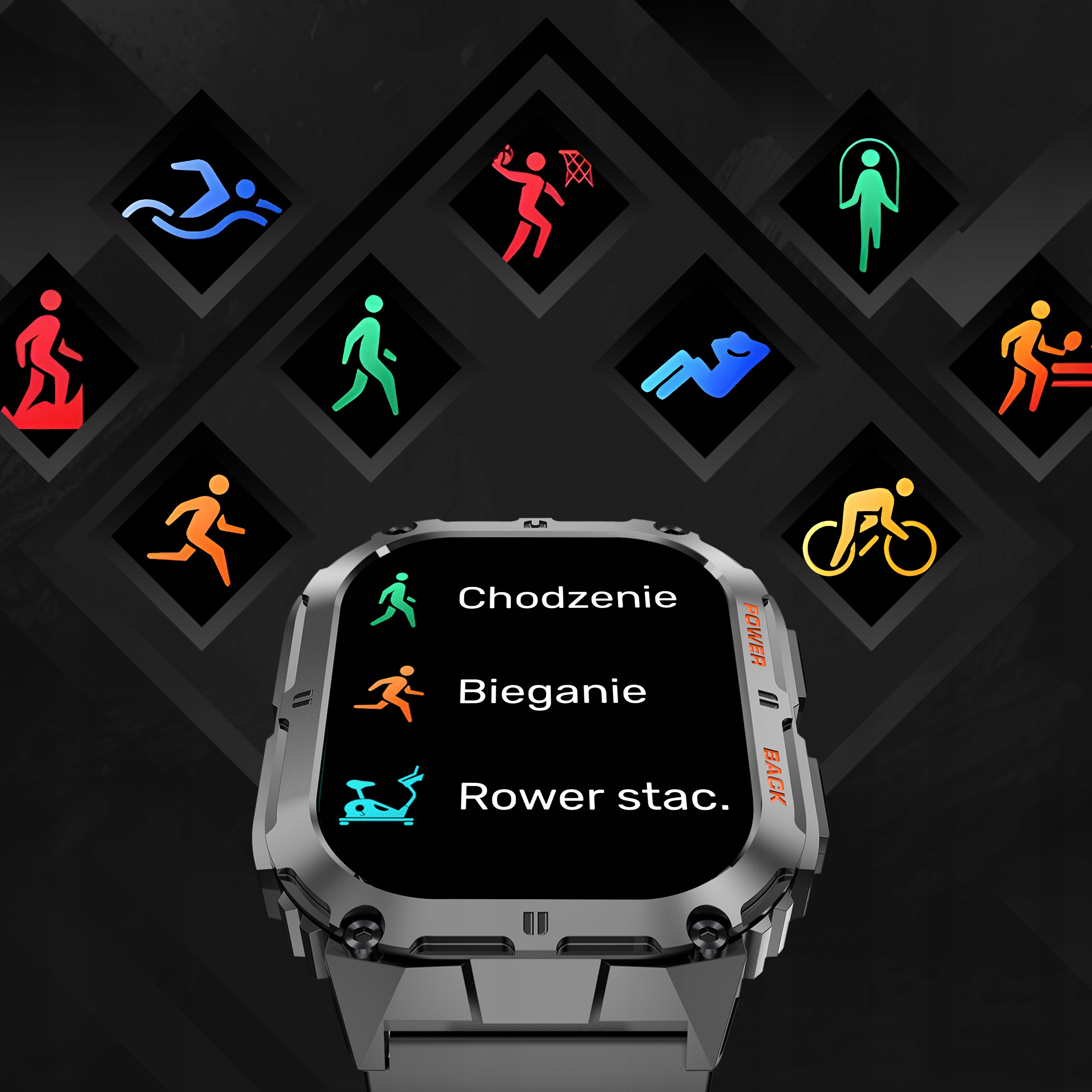 SMARTWATCH ZEGAREK MĘSKI MENU PL SPORT PULS ROZMOWY SMART WATCH WODOODPORNY Kompatybilność systemowa Android iOS Windows Phone