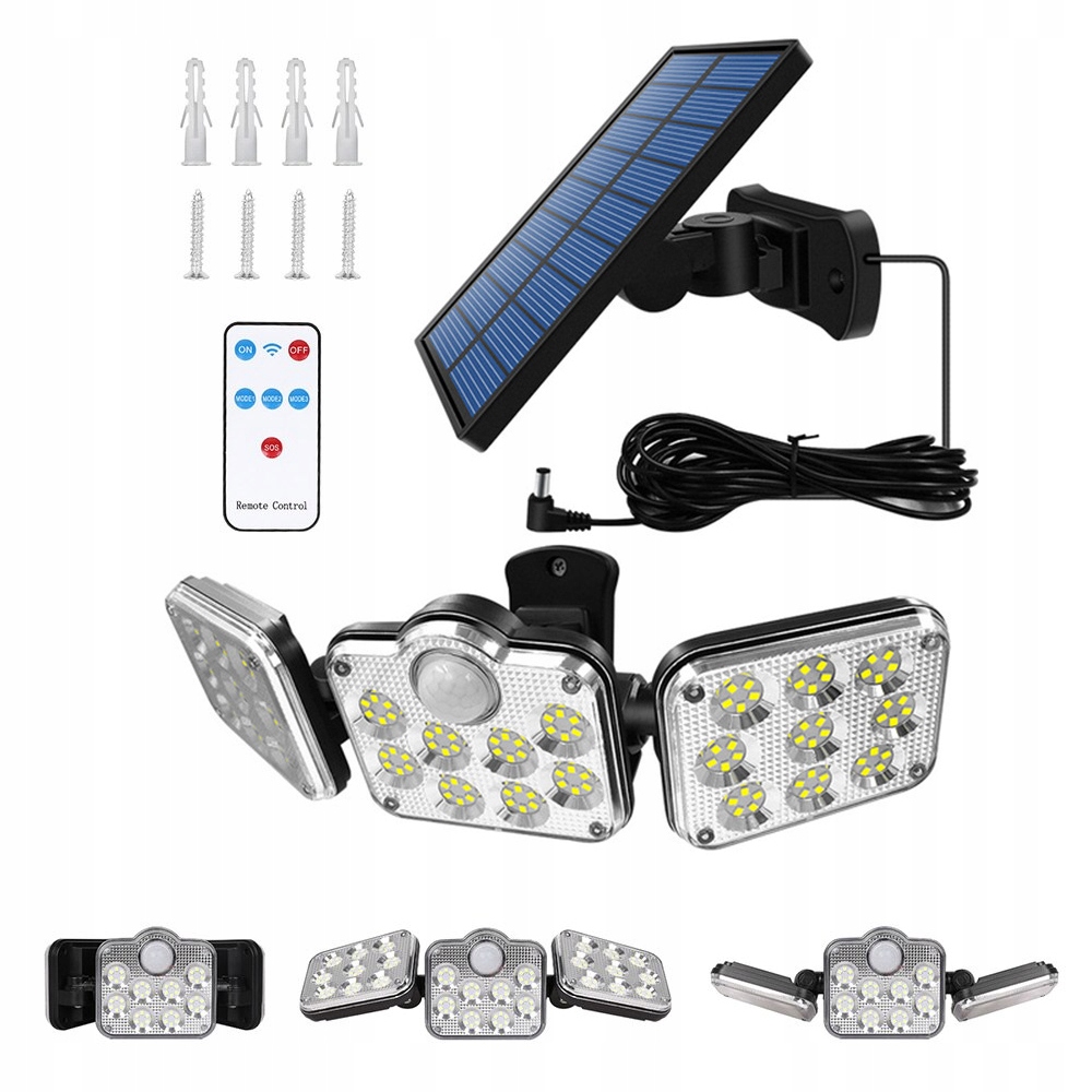 

Lampa Solarna Czujnik Ruchu Zewnętrzna Potrójna