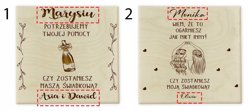 Zaproszenie Dla Świadków Na Ślub - pudełko Wykończenie papieru nie dotyczy