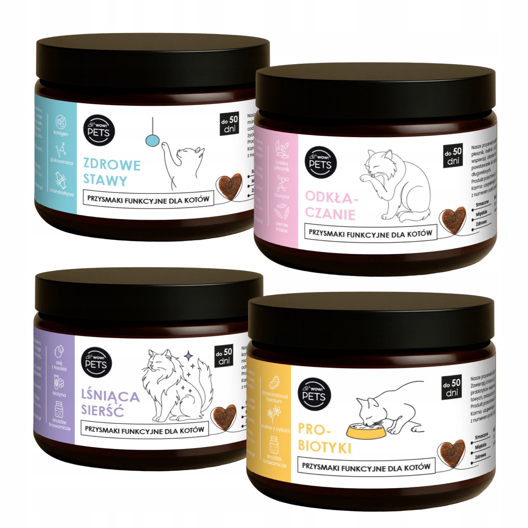 Levně Doplňky pro kočky sada na klouby a srst odpuzování probiotik 4x100 g