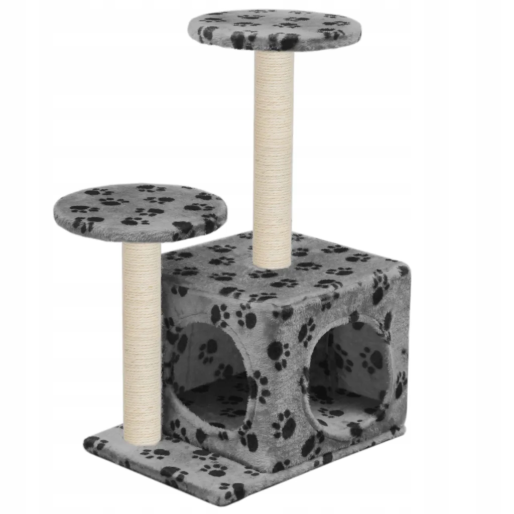 Levně Škrabadlo se sisalovými sloupky, 60 cm, šedé v přikrývkách