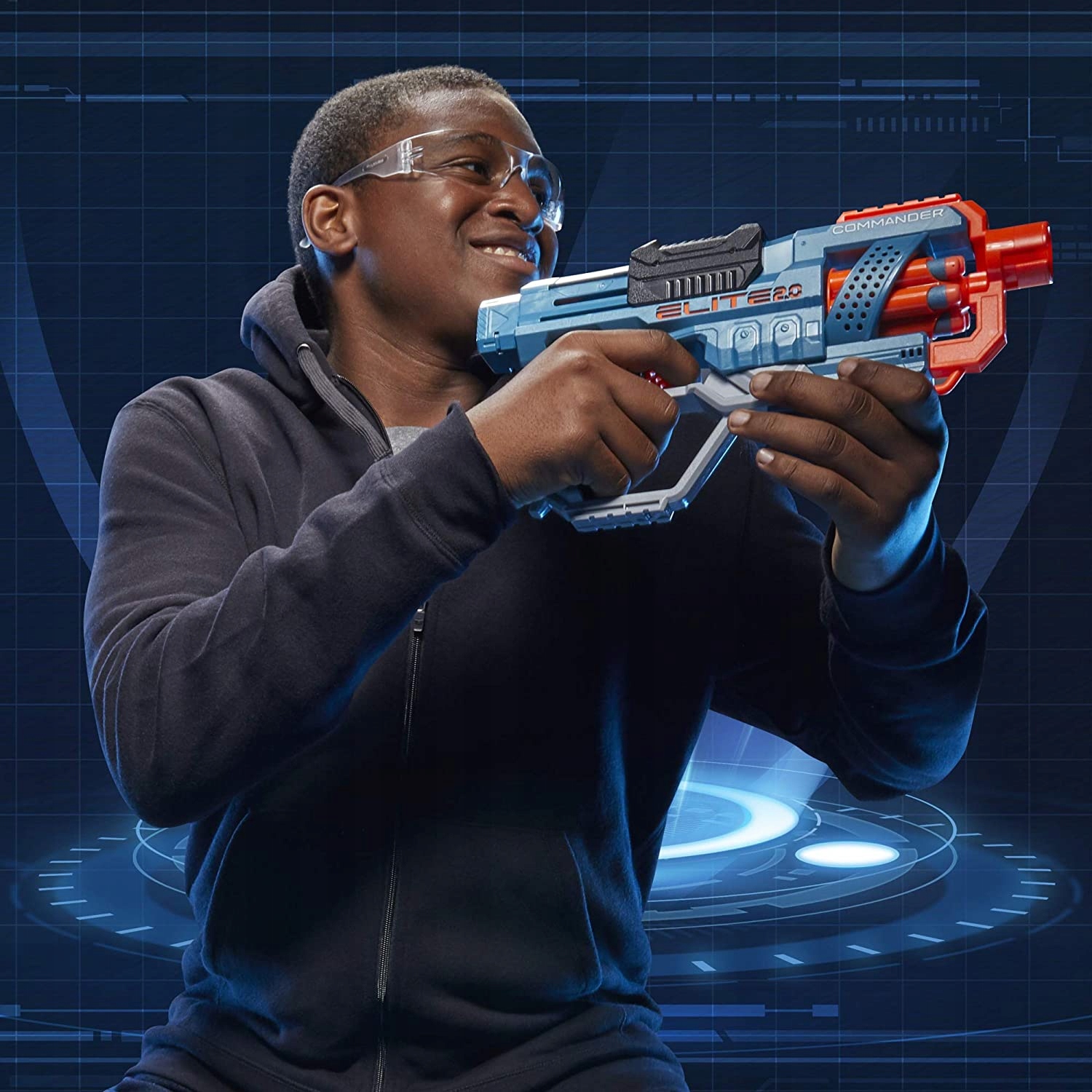 NERF 2.0 COMMANDER + LUFA TŁUMIK + DODATKI Bohater brak