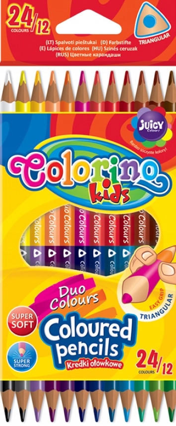 

Kredki Colorino trójkątne dwukolorowe 12/24