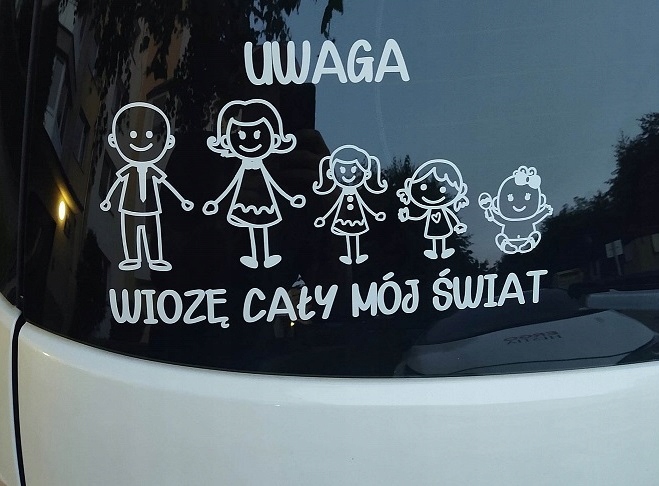 Naklejka na auto RODZINKA Dzieci Wzory wiozę 30 cm