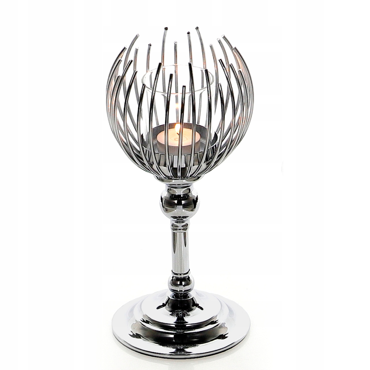 

Srebrny świecznik lampion glamour tealight h=28cm