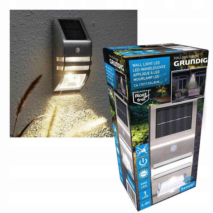 

Grundig Lampa Solarna Kinkiet Led czujnik zmierzch
