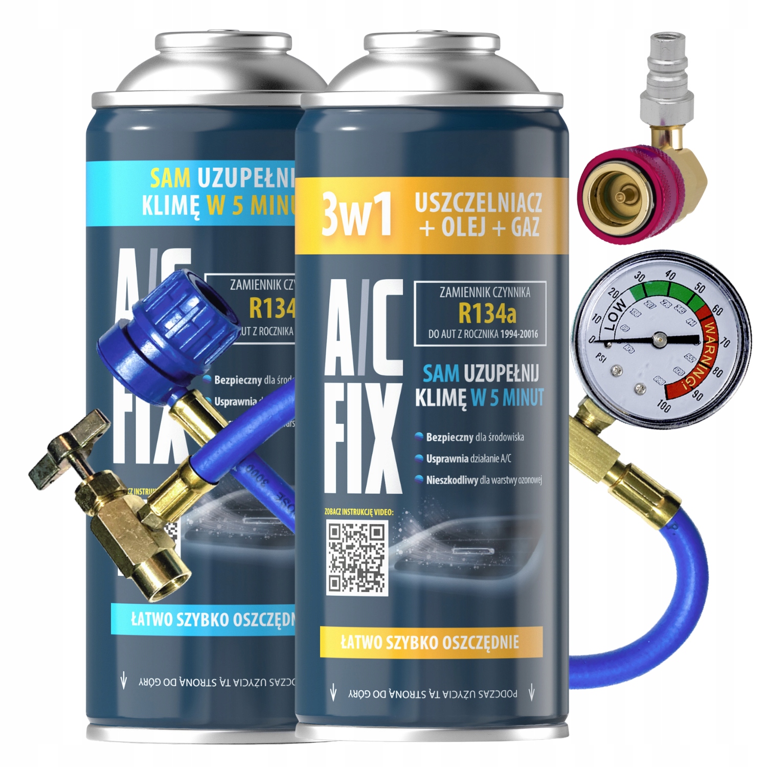 Ac Fix Komplet Gaz 3v1 R134a Kabelový adaptér Faktor R134A