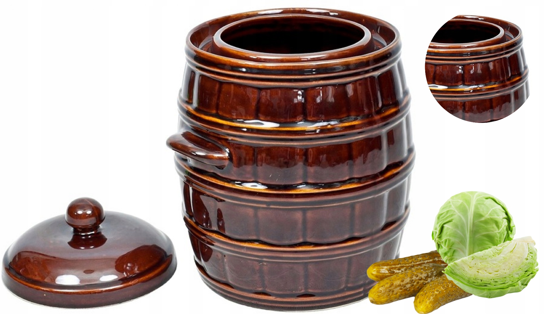 GARNEK na KAPUSTĘ+POKRYWA kamionka 25L CERAMICZNY