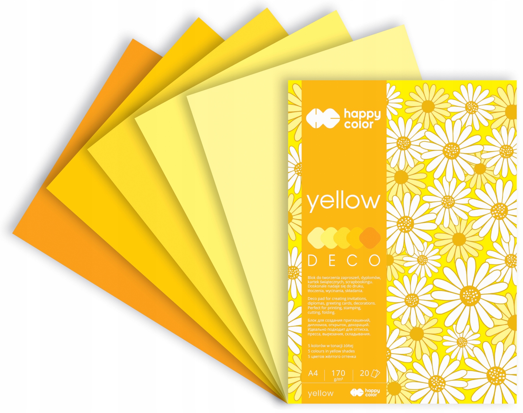 Happy Color BLOK DECO YELLOW A4 170g 20 kartek