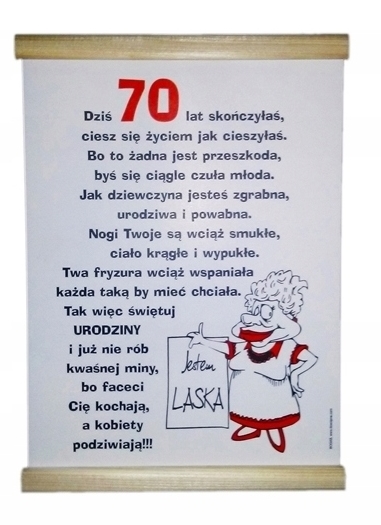 

Dyplom na 70 Urodziny dla Kobiety, 70tka, 70 tka