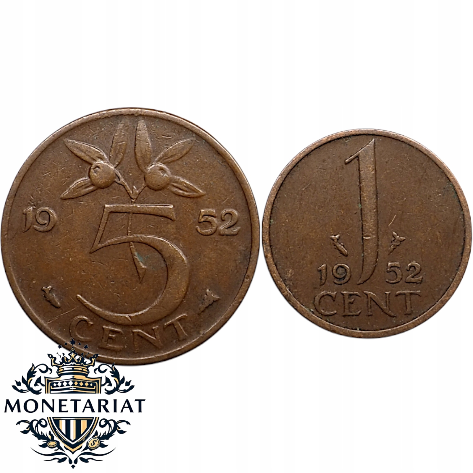 ZESTAW MONET - KOMPLETNY ROCZNIK 1952 - HOLANDIA