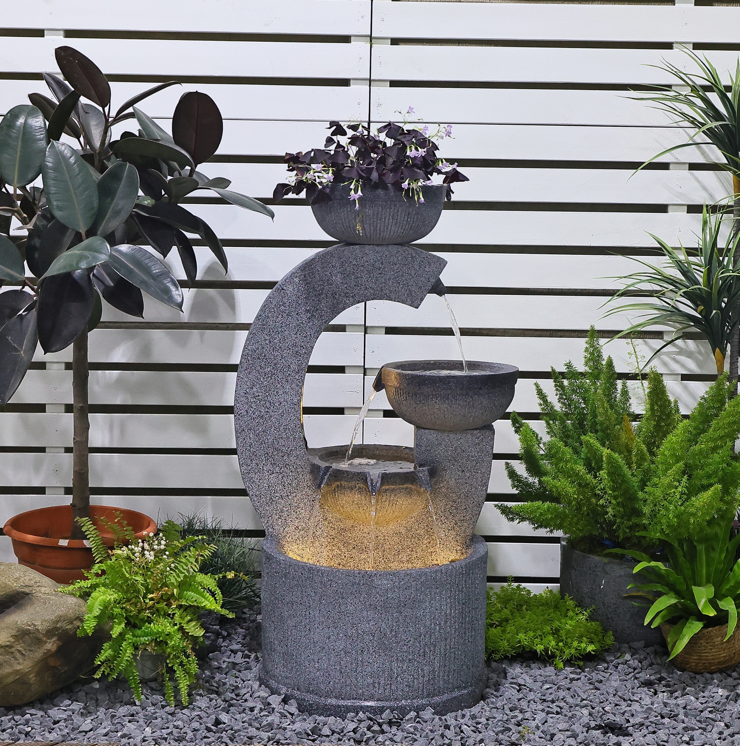 FONTANNA OGRODOWA " A G A " wys. 105 cm ! ośw. LED ! OGRÓD-TARAS-PATIO !