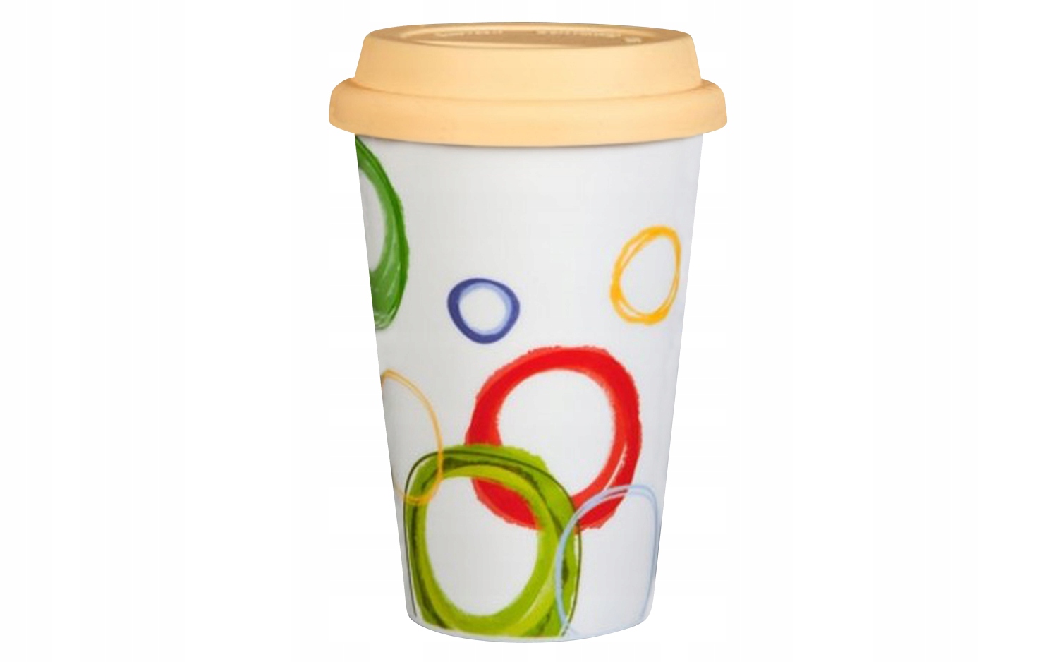 

Kubek porcelanowy 400ml Koła żółta pokrywa silikon