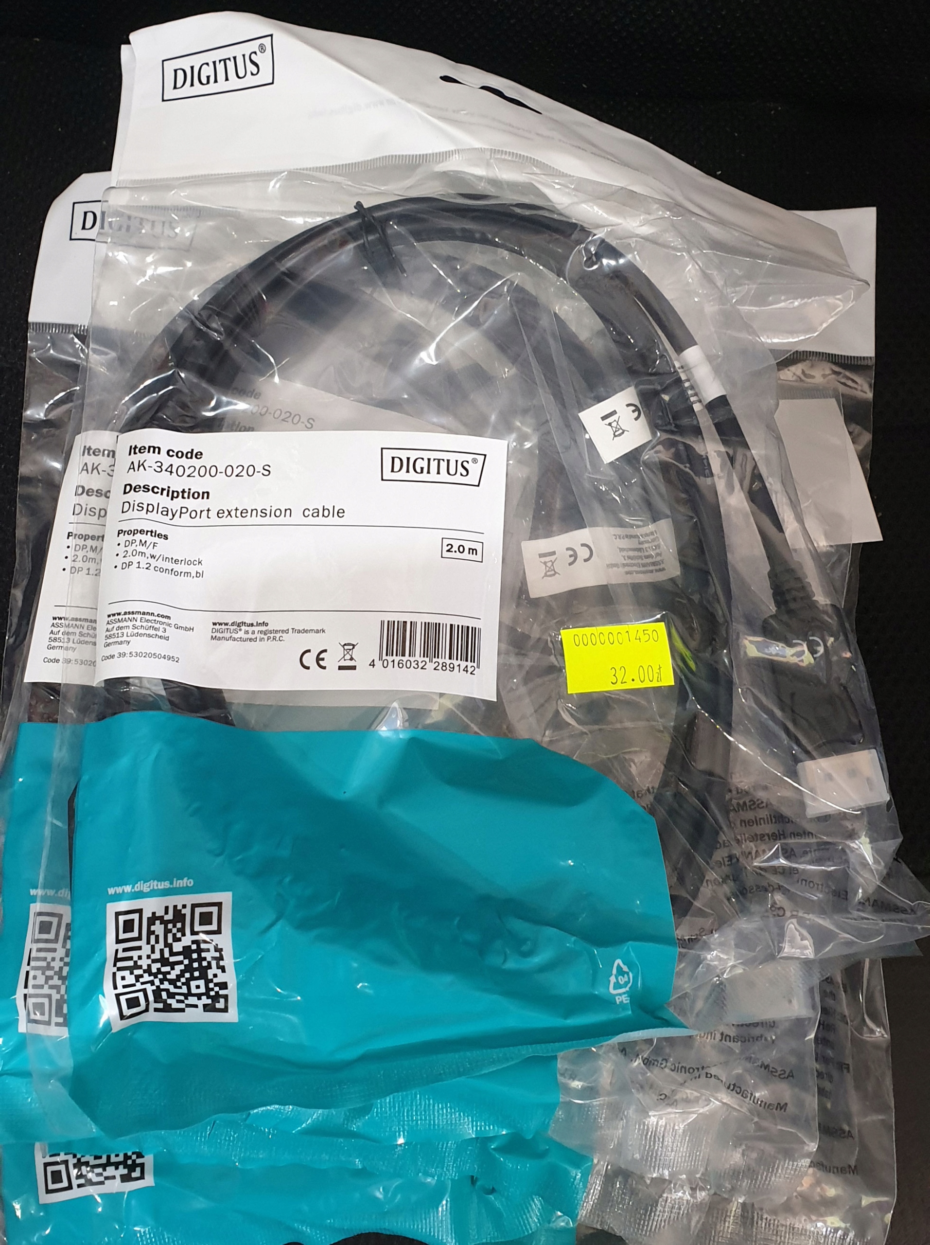 DIGITUS KABEL DisplayPort v. 1.2 przedłużacz 2 metry 2m Długość kabla 2 m