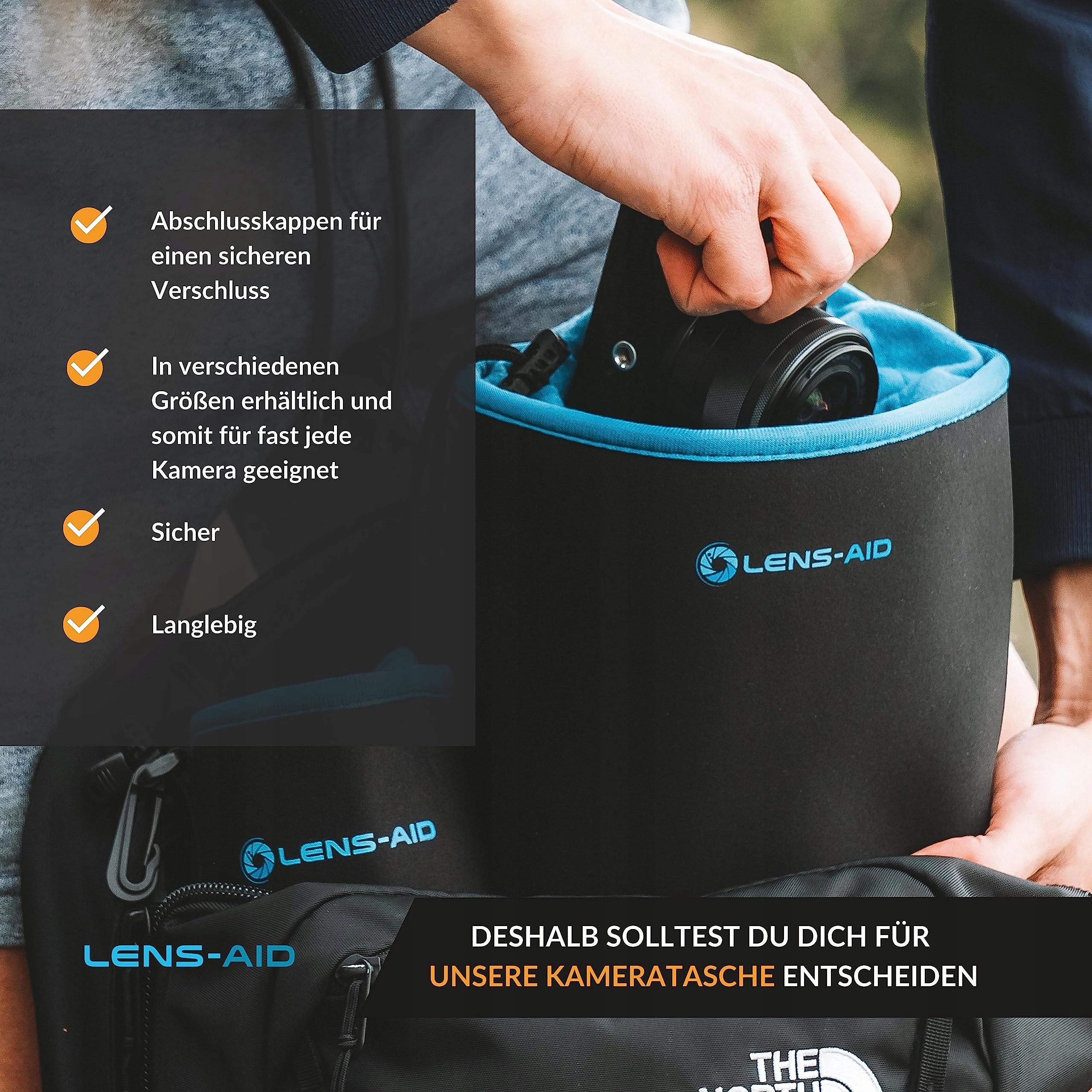 LENS-AID Neoprenowy Pokrowiec Na Kamerę Z Ochronną Wyściółką 3 Sztuki — miniatura 5