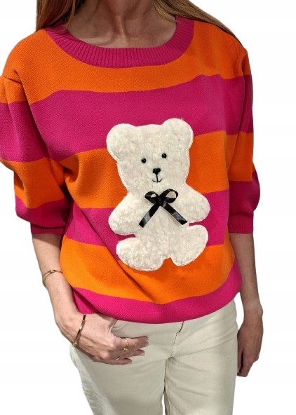 Cocomore Svetr Amarantový Oranžový Medvídek New