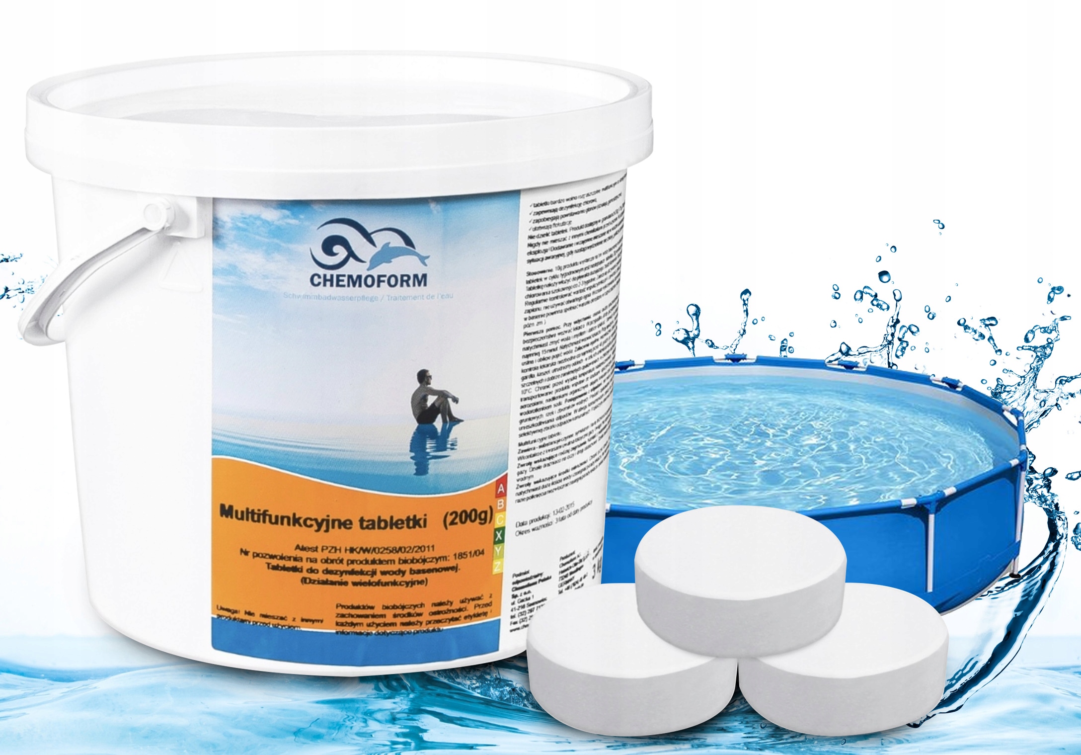 Chlor Duże Multifunkcyjne Tabletki Chlorowe Basen Jacuzzi Chemofor 200g 5kg
