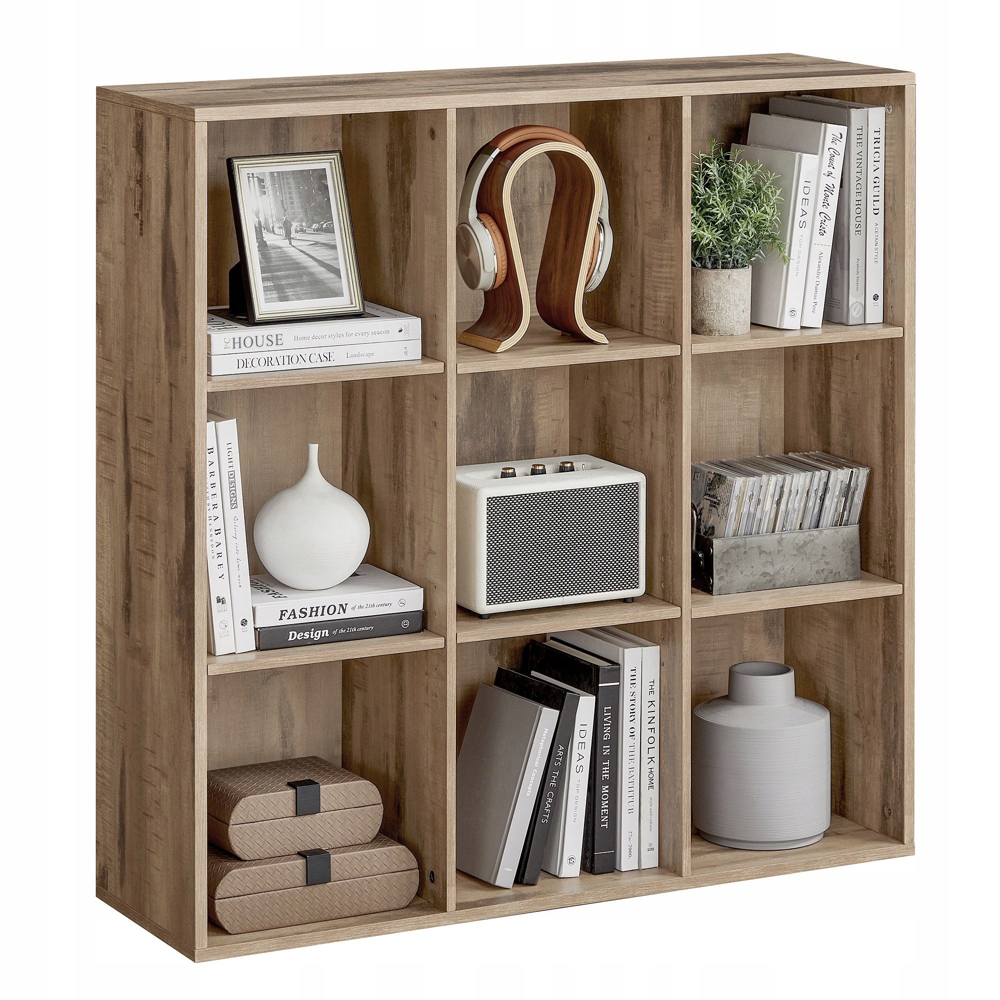 Podlahový regál na knihy, 9 políc s možnosťou nastavenia výšky 97,5 cm