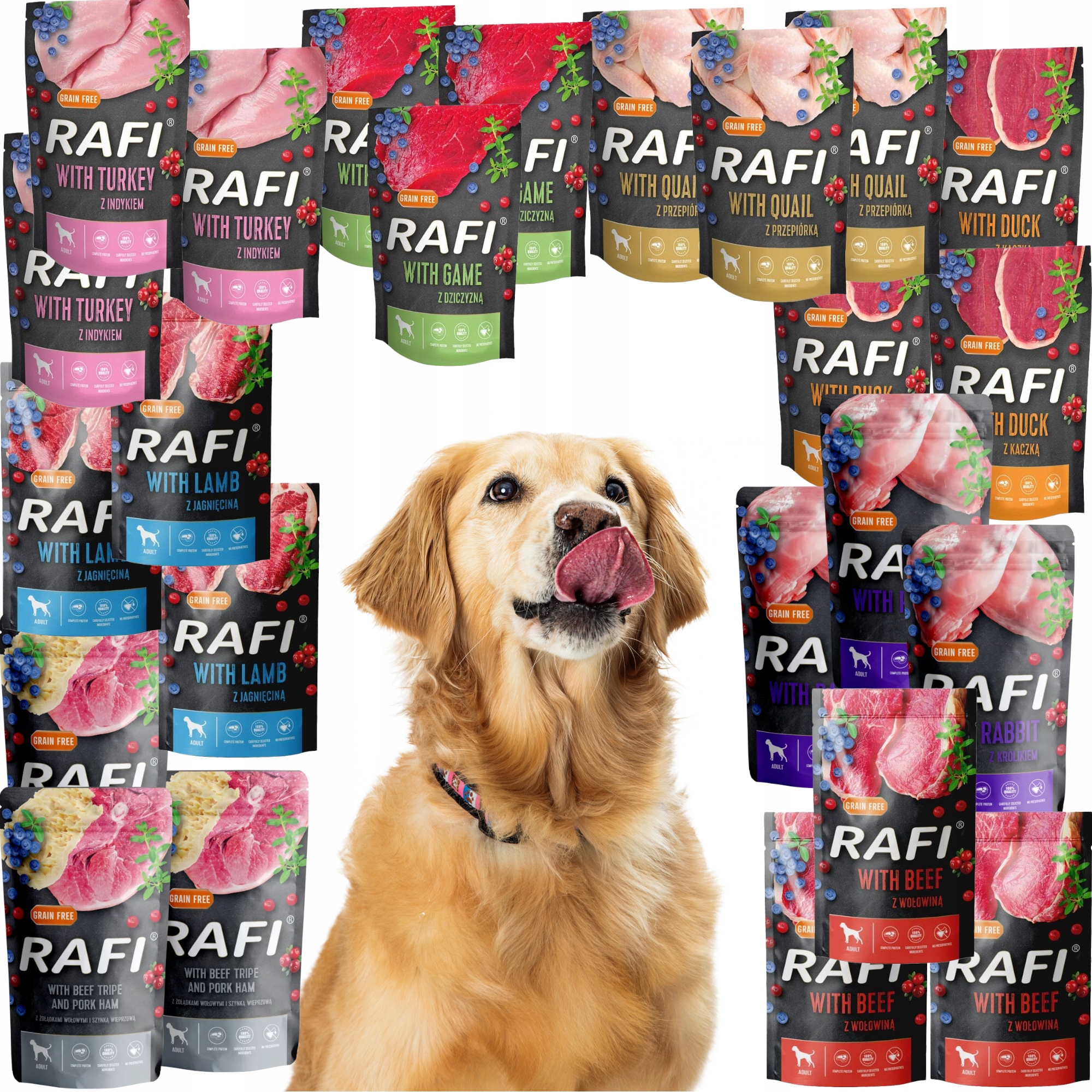 Rafi Mix 24 x 500g Saszetka Mokra karma dla psa Bez Zbóż
