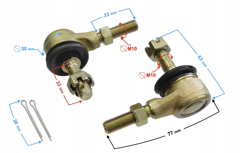 KOŃCÓWKI KOŃCÓWKA DRĄŻKA KIEROWNICZEGO ATV QUAD Numer katalogowy części DRKATRZ1JOY000