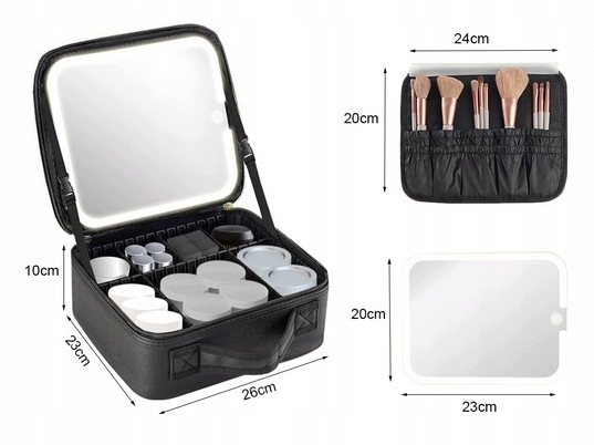 Kosmetická Taška s Led zrcátkem Cestovní kožený kufřík na make-up Dárek