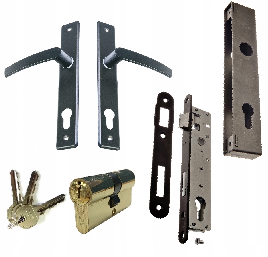 

Zamek Bramki Klamka Blacha Wkładka Zestaw