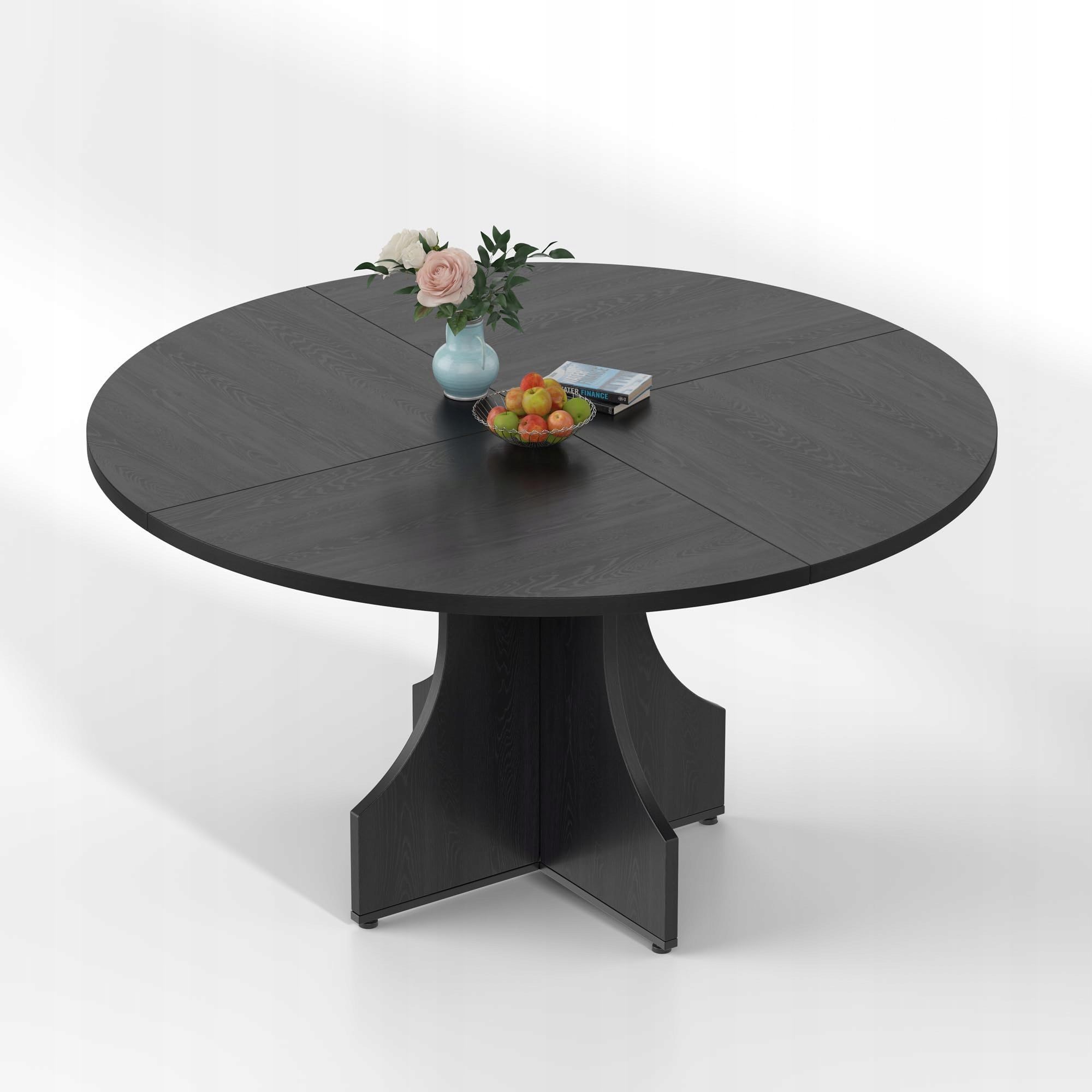 Kulatý jídelní stůl pro 4-6 osob s vestavěnou policí, nastavitelnými nohami, průměr 120 cm