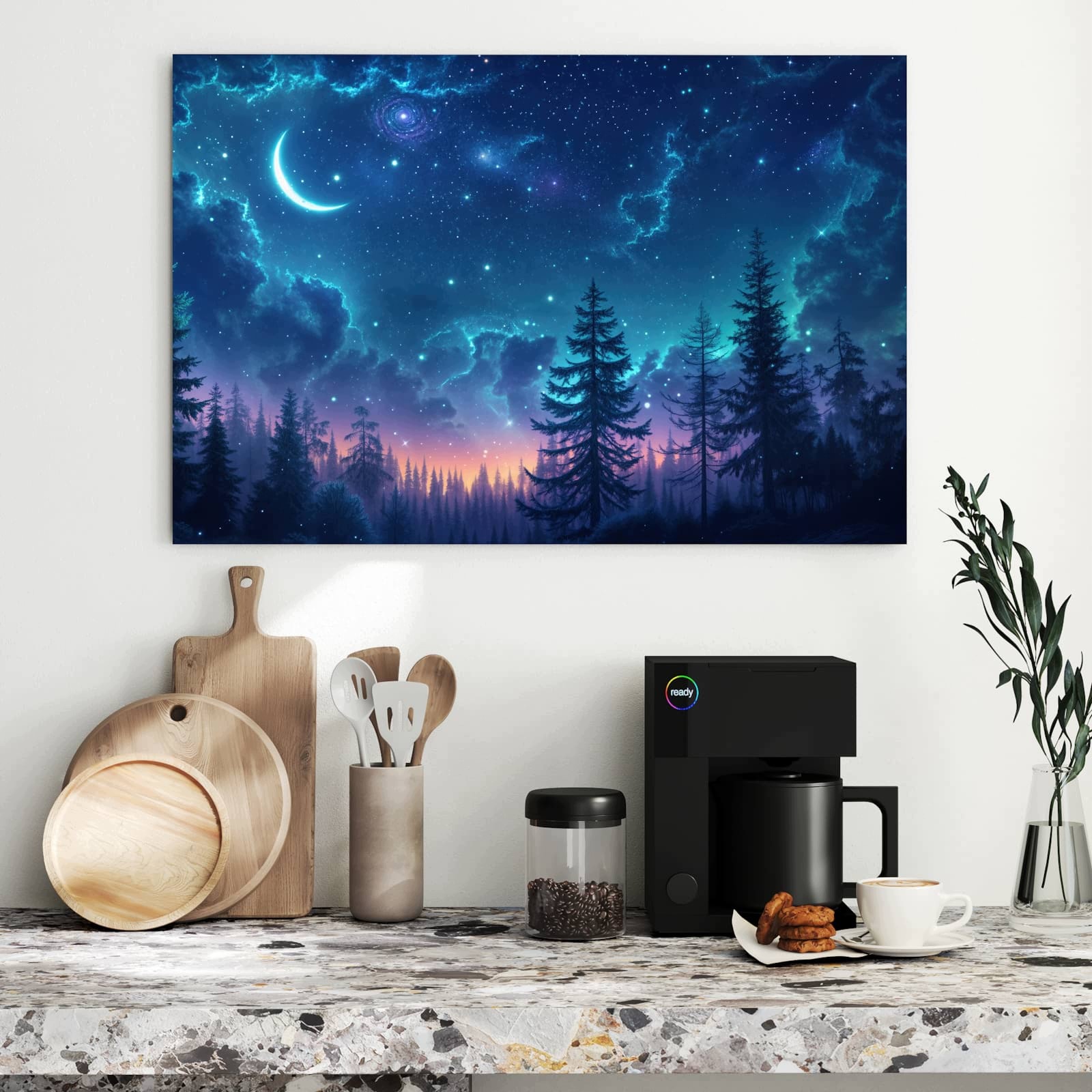 Magnetická tabule Noční obloha Les 90 × 60 cm