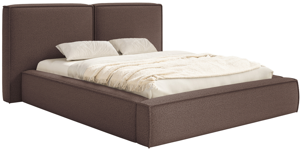 Čalouněná postel 160 x 200 cm Tilves s úložným prostorem, hnědá boucle