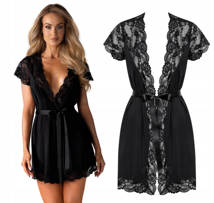 Obsessive Dámský Župan Černý 810-PEI-1 Halenka 2XL/3XL