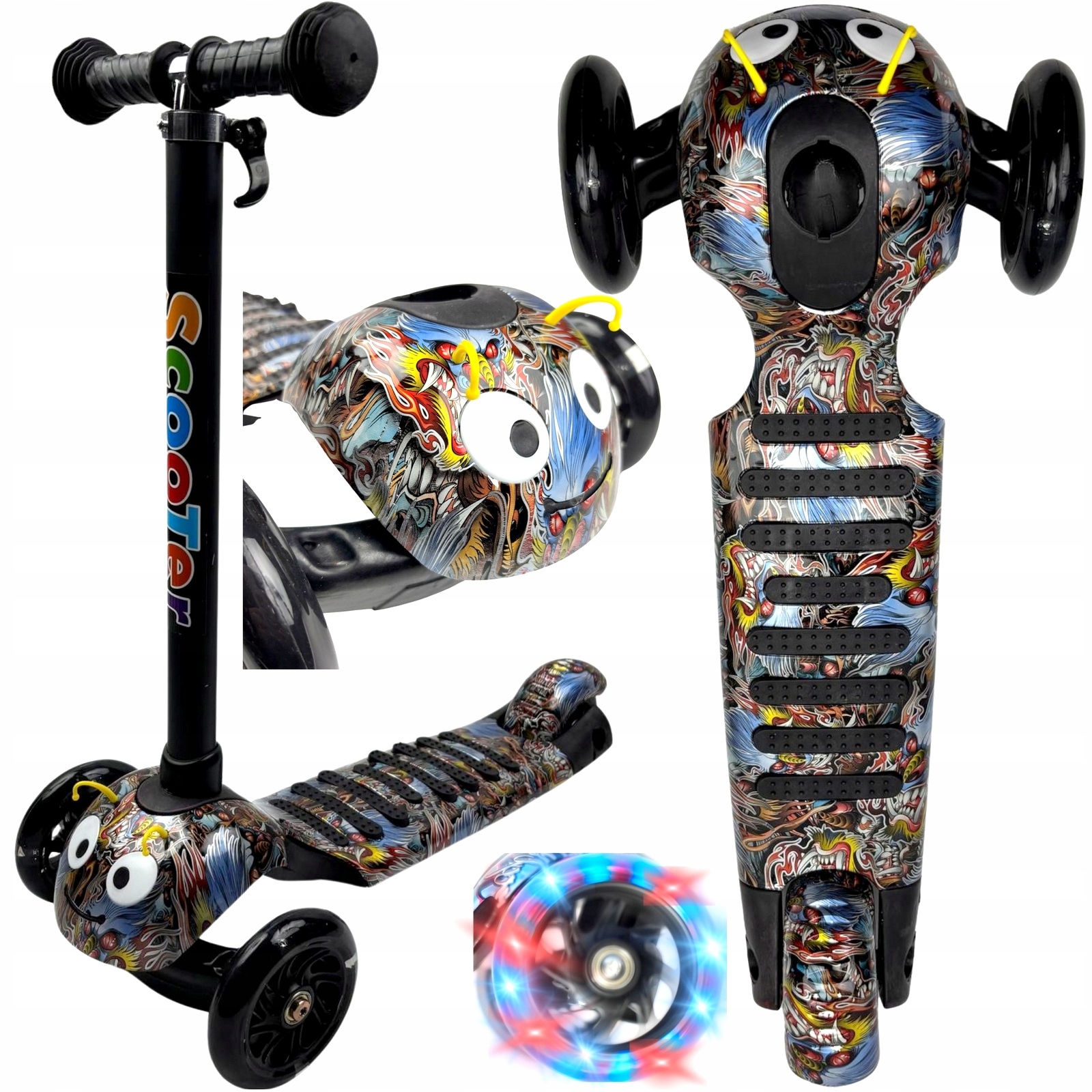 Hulajnoga Trójkołowa Balansowa Dla Dzieci z Czółenkami Koła Led Składana 50