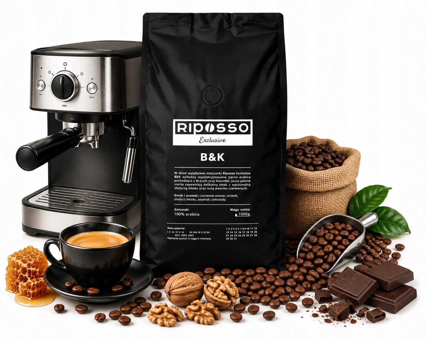 Kawa ziarnista Riposso Exclusive B&k 1kg 100% Arabica