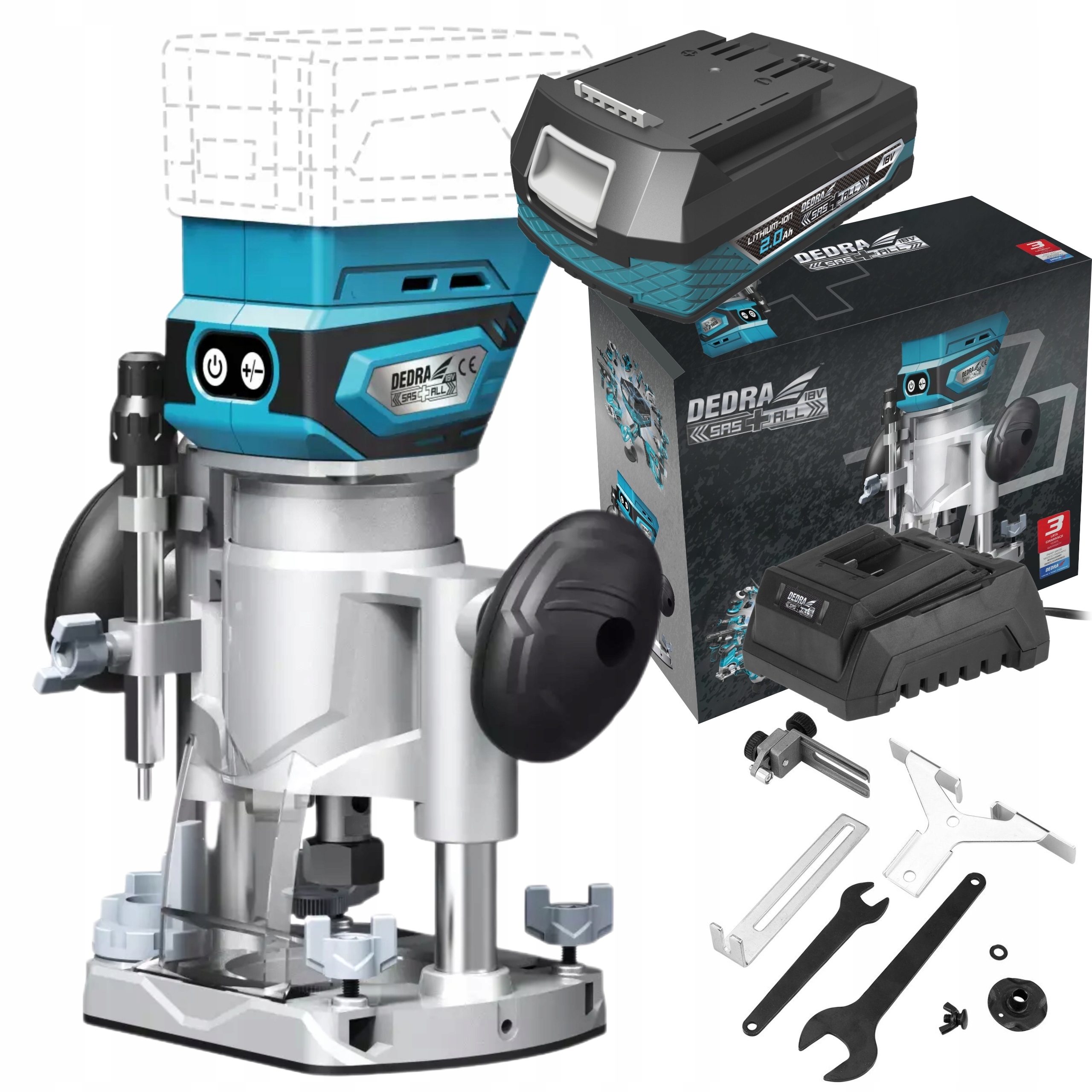 DEDRA FREZARKA GÓRNOWRZECIONOWA BEZSZCZOTK 18V 12000-28000RPM DED7163 +2Ah