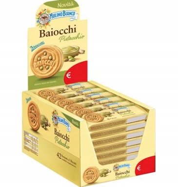 Levně Sušenky s pistáciovým krémem Baiocchi al Pistacchio 28 g – Mulino Bianco karet