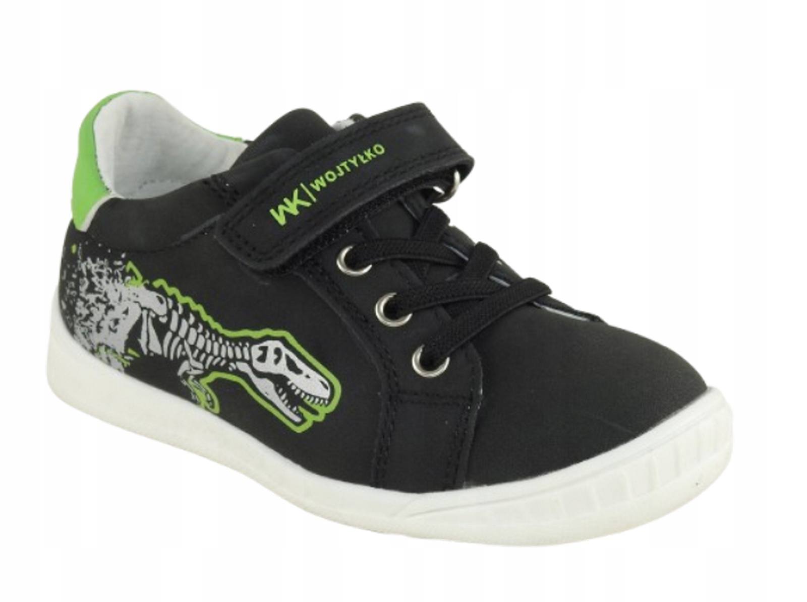 Półbuty dziecięce sneakersy w.SKÓRA czarne dinozaur na Rzep Wojtyłko 22