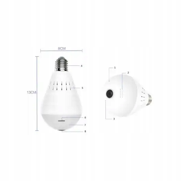 OKAZJA NOWOCZESNA KAMERA WiFi IP MONITORING DOMOWY W ŻARÓWCE 360 AUDIO LED Obudowa inna