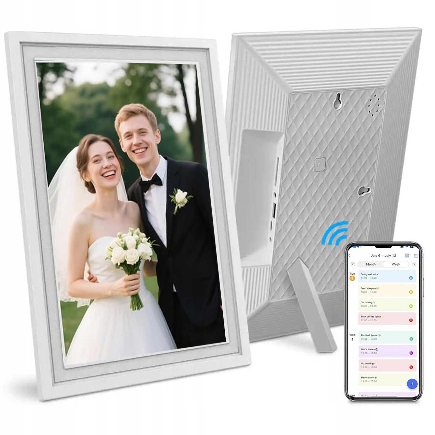 Chytrý Wifi Fotorámeček S Aplikací, 32GB Paměť, 15,6" Hd Dotyková Obrazovka (bílý)