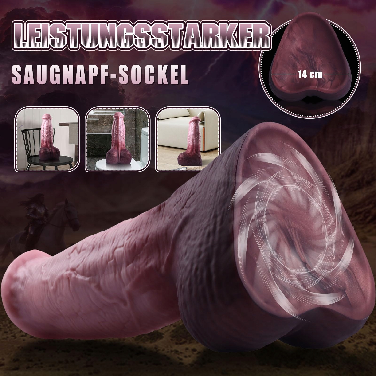 XXL HORSE Realistyczny Dildo 35 cm z Przyssawką Dla Doświadczonych — miniatura 6