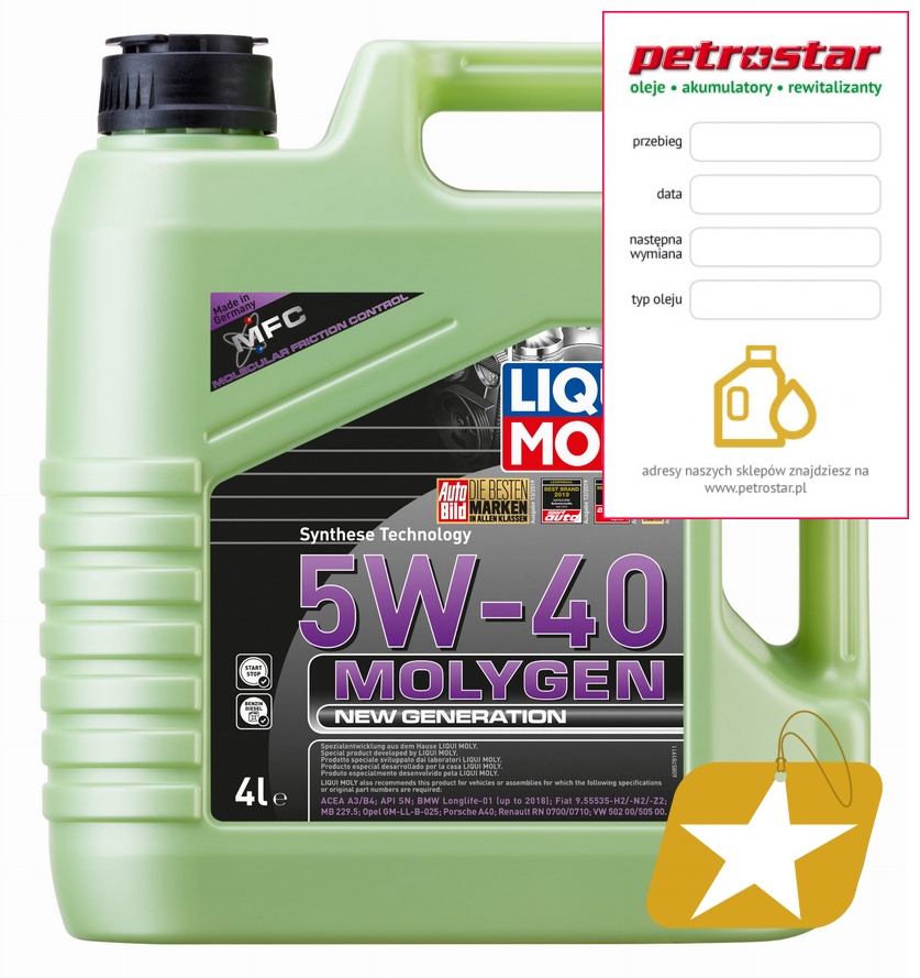 LIQUI MOLY MOLYGEN NEW GENERATION 5W40 4L 8578