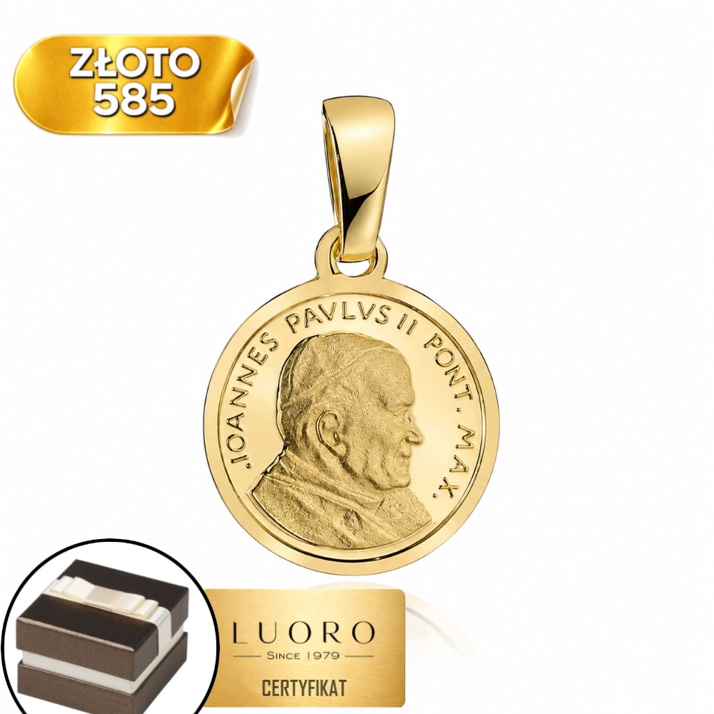 Zlatý Medailon 585 14K Jan Pavel II 2 CM Elegantní Dárek