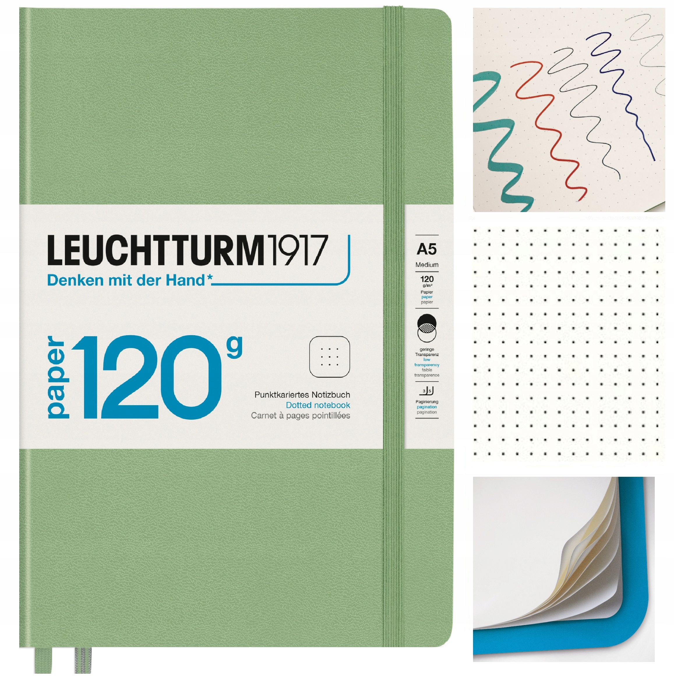 LEUCHTTURM1917 Notatnik Notes A5 Kropka 120g bullet journal w kropki Szałwi