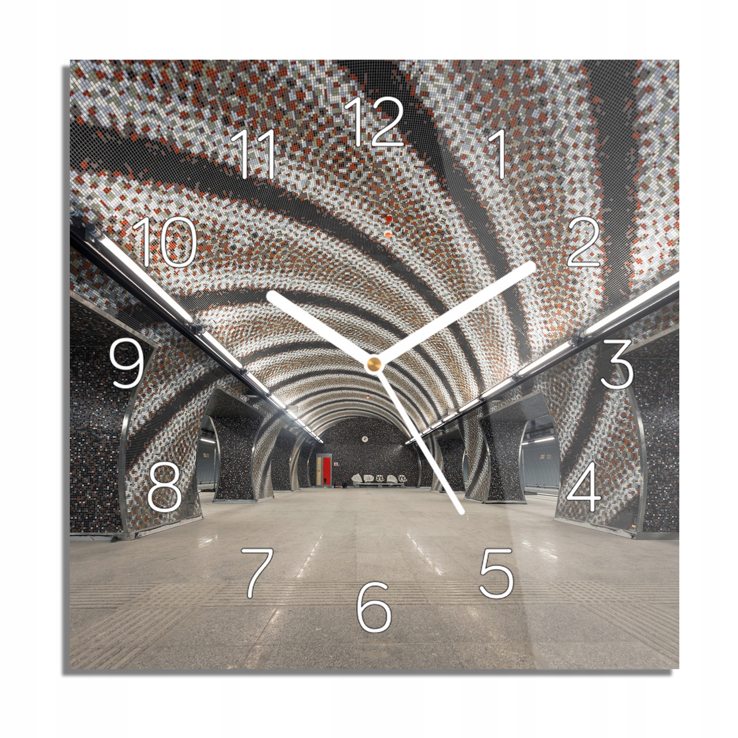 

Stacja metro tunel zegar na szkle 30x30 z grafiką