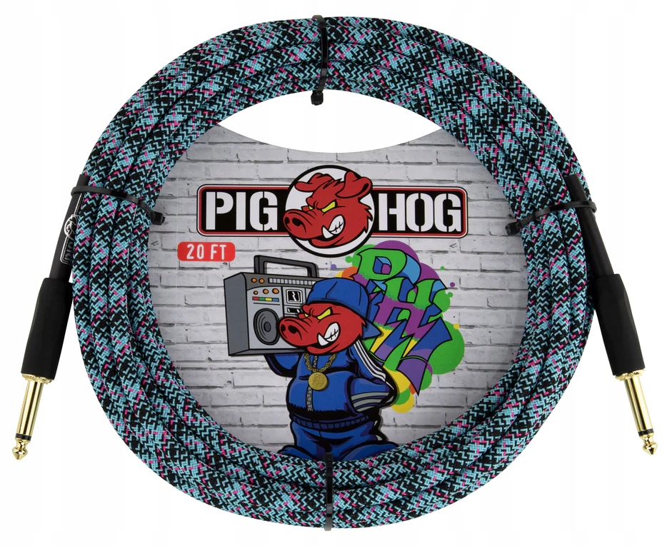 Kabel Jack 6,3 mm Pig Hog PCH20GBLR Blue Graffiti Jack Łamany